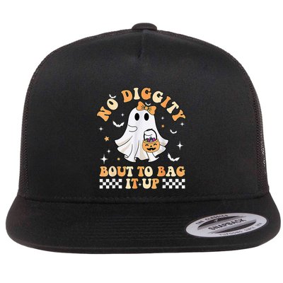 Funny Ghost No Diggity Bout To Bag It Up Spooky Halloween Flatbill Hat