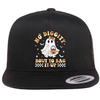Funny Ghost No Diggity Bout To Bag It Up Spooky Halloween Flatbill Hat