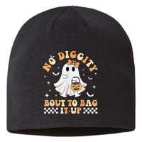 Funny Ghost No Diggity Bout To Bag It Up Spooky Halloween Sustainable Beanie