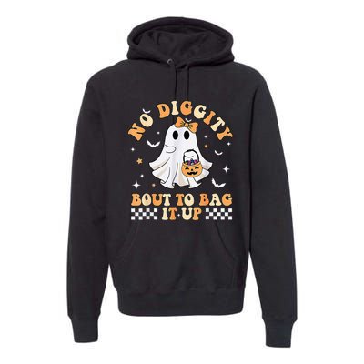 Funny Ghost No Diggity Bout To Bag It Up Spooky Halloween Premium Hoodie