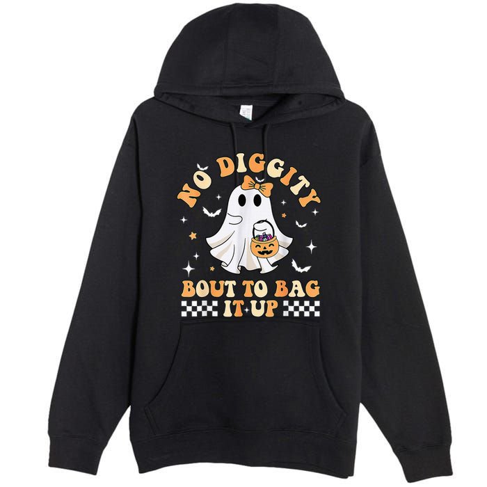 Funny Ghost No Diggity Bout To Bag It Up Spooky Halloween Premium Pullover Hoodie