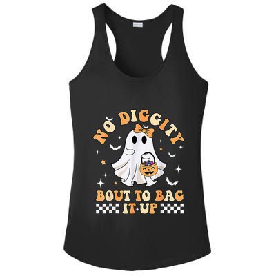 Funny Ghost No Diggity Bout To Bag It Up Spooky Halloween Ladies PosiCharge Competitor Racerback Tank