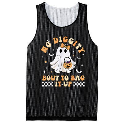 Funny Ghost No Diggity Bout To Bag It Up Spooky Halloween Mesh Reversible Basketball Jersey Tank