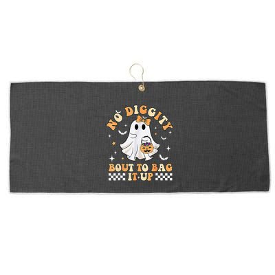 Funny Ghost No Diggity Bout To Bag It Up Spooky Halloween Large Microfiber Waffle Golf Towel