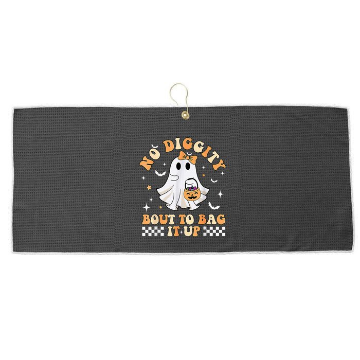 Funny Ghost No Diggity Bout To Bag It Up Spooky Halloween Large Microfiber Waffle Golf Towel
