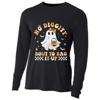 Funny Ghost No Diggity Bout To Bag It Up Spooky Halloween Cooling Performance Long Sleeve Crew