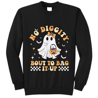 Funny Ghost No Diggity Bout To Bag It Up Spooky Halloween Tall Sweatshirt