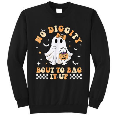 Funny Ghost No Diggity Bout To Bag It Up Spooky Halloween Tall Sweatshirt