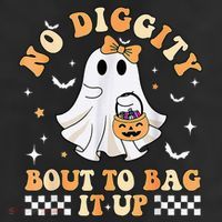 Funny Ghost No Diggity Bout To Bag It Up Spooky Halloween 25L Jumbo Tote
