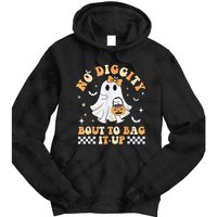 Funny Ghost No Diggity Bout To Bag It Up Spooky Halloween Tie Dye Hoodie
