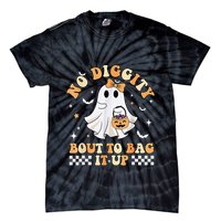 Funny Ghost No Diggity Bout To Bag It Up Spooky Halloween Tie-Dye T-Shirt