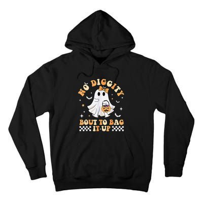 Funny Ghost No Diggity Bout To Bag It Up Spooky Halloween Tall Hoodie