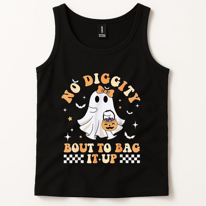 Funny Ghost No Diggity Bout To Bag It Up Spooky Halloween Tank Top