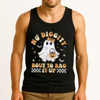 Funny Ghost No Diggity Bout To Bag It Up Spooky Halloween Tank Top