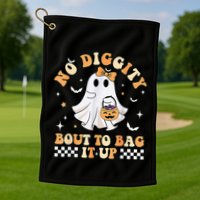 Funny Ghost No Diggity Bout To Bag It Up Spooky Halloween Golf Towel