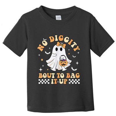 Funny Ghost No Diggity Bout To Bag It Up Spooky Halloween Toddler T-Shirt