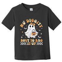 Funny Ghost No Diggity Bout To Bag It Up Spooky Halloween Toddler T-Shirt