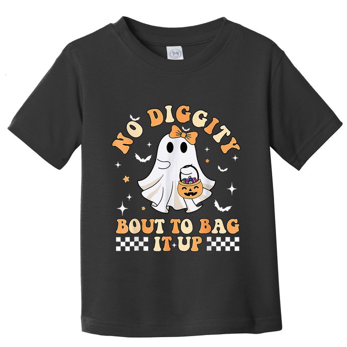 Funny Ghost No Diggity Bout To Bag It Up Spooky Halloween Toddler T-Shirt