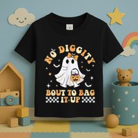 Funny Ghost No Diggity Bout To Bag It Up Spooky Halloween Toddler T-Shirt