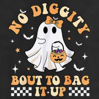Funny Ghost No Diggity Bout To Bag It Up Spooky Halloween Microfiber Hand Towel