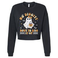 Funny Ghost No Diggity Bout To Bag It Up Spooky Halloween Cropped Pullover Crew