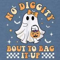 Funny Ghost No Diggity Bout To Bag It Up Spooky Halloween Garment-Dyed Sweatshirt