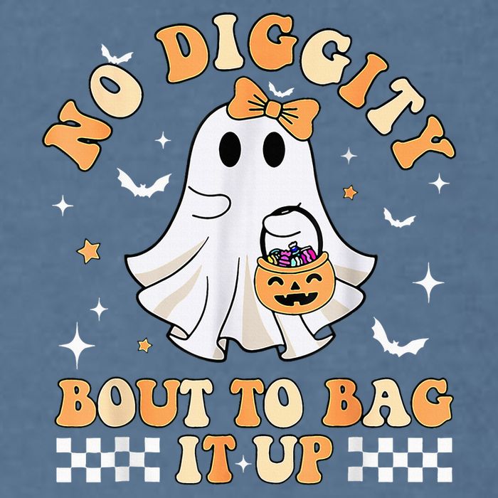 Funny Ghost No Diggity Bout To Bag It Up Spooky Halloween Garment-Dyed Sweatshirt