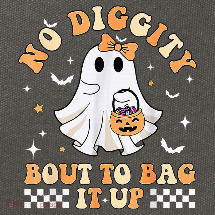 Funny Ghost No Diggity Bout To Bag It Up Spooky Halloween Cotton Canvas Backpack