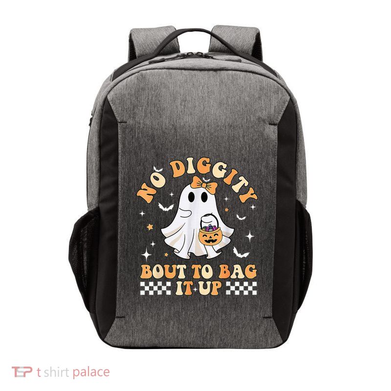 Funny Ghost No Diggity Bout To Bag It Up Spooky Halloween Vector Backpack