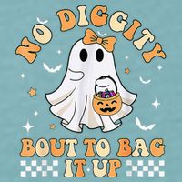 Funny Ghost No Diggity Bout To Bag It Up Spooky Halloween Sueded Cloud Jersey T-Shirt