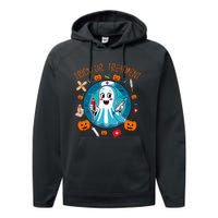 Funny Ghost Nurse Doctor Halloween Trick Or Treat Treatment Performance Fleece Hoodie