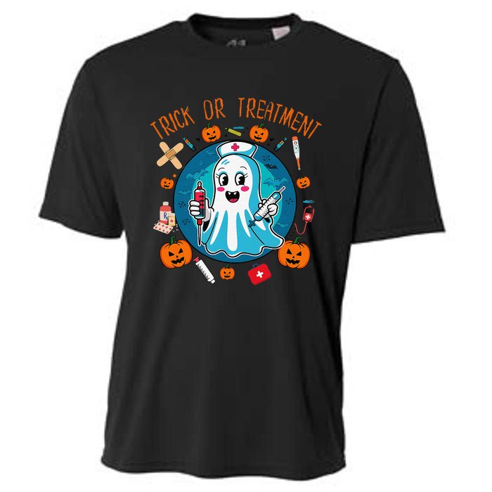 Funny Ghost Nurse Doctor Halloween Trick Or Treat Treatment Cooling Performance Crew T-Shirt