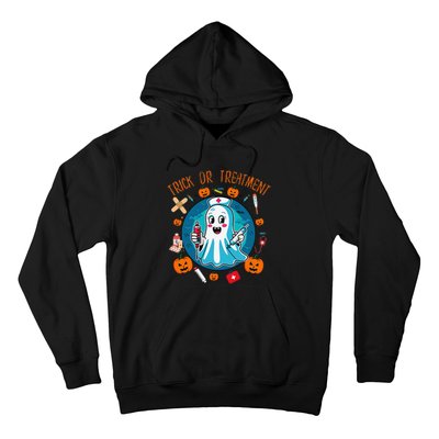 Funny Ghost Nurse Doctor Halloween Trick Or Treat Treatment Hoodie