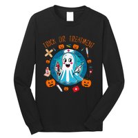 Funny Ghost Nurse Doctor Halloween Trick Or Treat Treatment Long Sleeve Shirt