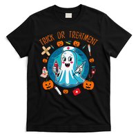 Funny Ghost Nurse Doctor Halloween Trick Or Treat Treatment T-Shirt