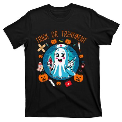 Funny Ghost Nurse Doctor Halloween Trick Or Treat Treatment T-Shirt