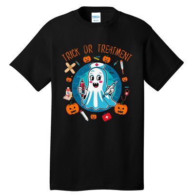 Funny Ghost Nurse Doctor Halloween Trick Or Treat Treatment Tall T-Shirt