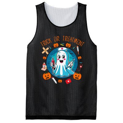 Funny Ghost Nurse Doctor Halloween Trick Or Treat Treatment Mesh Reversible Basketball Jersey Tank