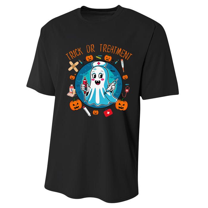 Funny Ghost Nurse Doctor Halloween Trick Or Treat Treatment Performance Sprint T-Shirt