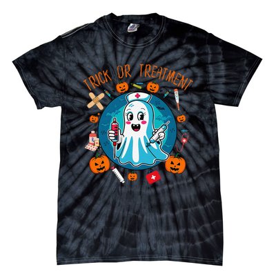 Funny Ghost Nurse Doctor Halloween Trick Or Treat Treatment Tie-Dye T-Shirt