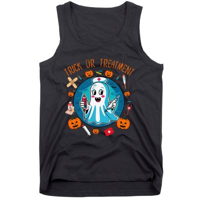 Funny Ghost Nurse Doctor Halloween Trick Or Treat Treatment Tank Top