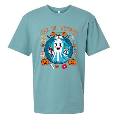 Funny Ghost Nurse Doctor Halloween Trick Or Treat Treatment Sueded Cloud Jersey T-Shirt