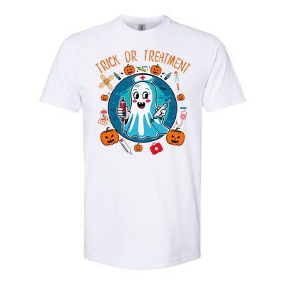 Funny Ghost Nurse Doctor Halloween Trick Or Treat Treatment Softstyle CVC T-Shirt