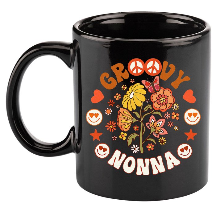 Funny Groovy Nonna Groovy Birthday Matching Birthday Party 11oz C Handle Ceramic Mug