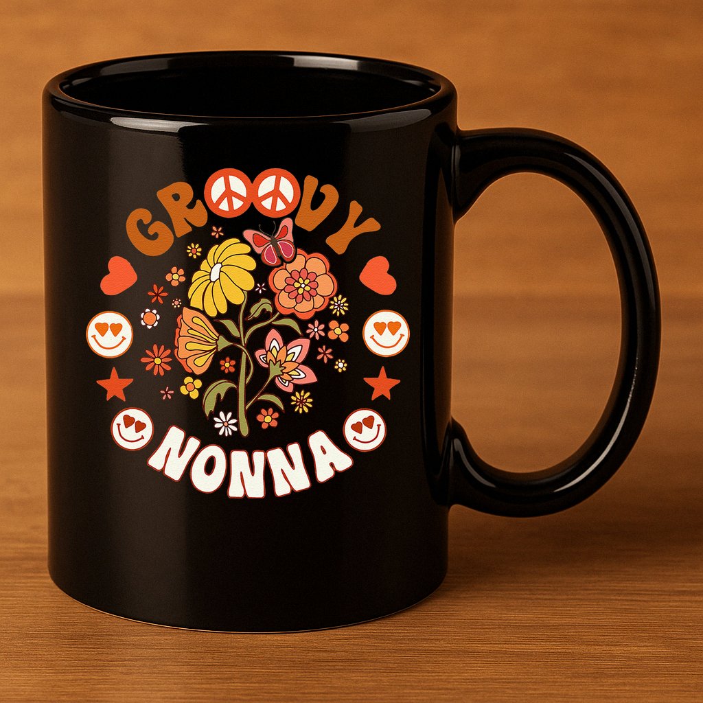 Funny Groovy Nonna Groovy Birthday Matching Birthday Party 11oz C Handle Ceramic Mug