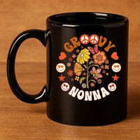 Funny Groovy Nonna Groovy Birthday Matching Birthday Party 11oz C Handle Ceramic Mug