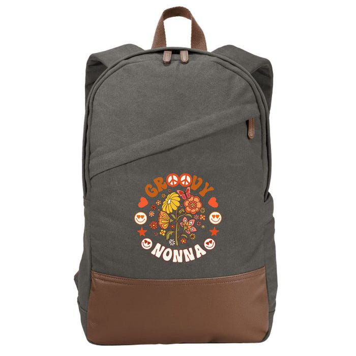 Funny Groovy Nonna Groovy Birthday Matching Birthday Party Cotton Canvas Backpack