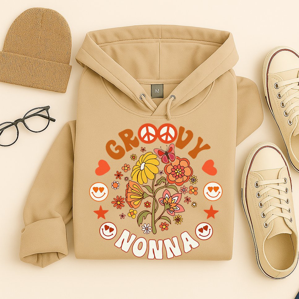 Funny Groovy Nonna Groovy Birthday Matching Birthday Party Hoodie