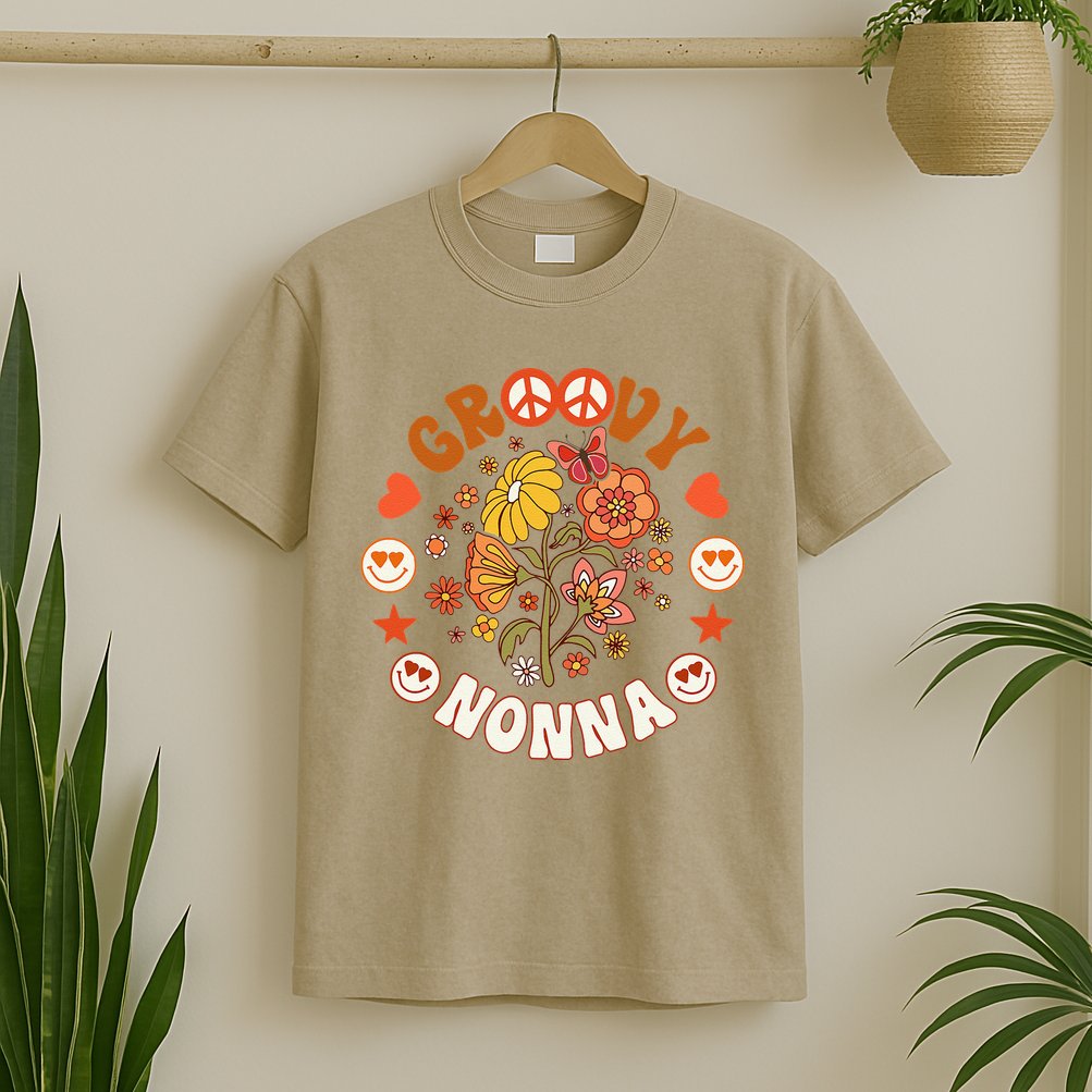 Funny Groovy Nonna Groovy Birthday Matching Birthday Party T-Shirt