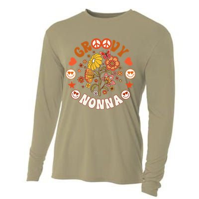 Funny Groovy Nonna Groovy Birthday Matching Birthday Party Cooling Performance Long Sleeve Crew